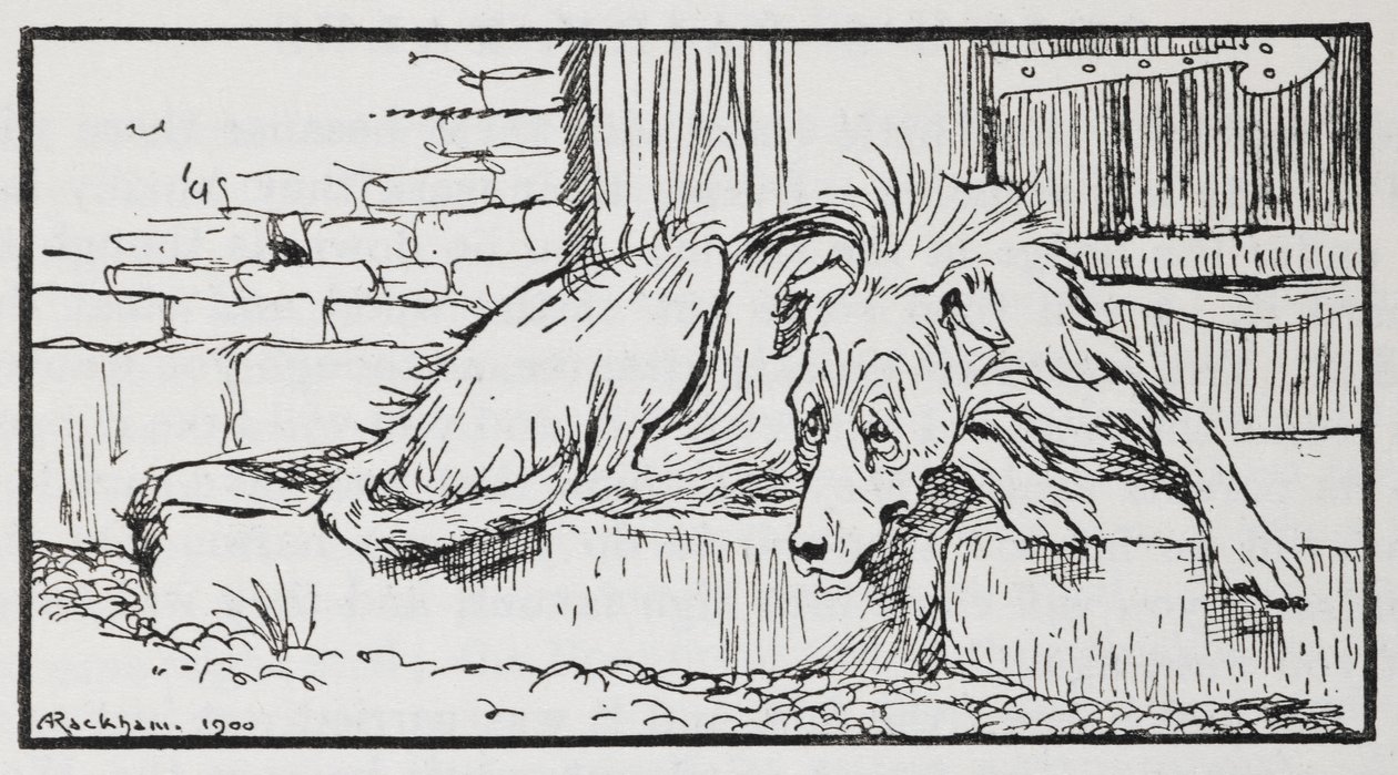 Ilustração do velho Sultão de um cão. de Arthur Rackham