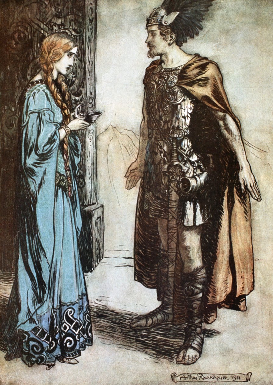 Ilustração de Siegfried e o Crepúsculo dos Deuses, 1924. de Arthur Rackham
