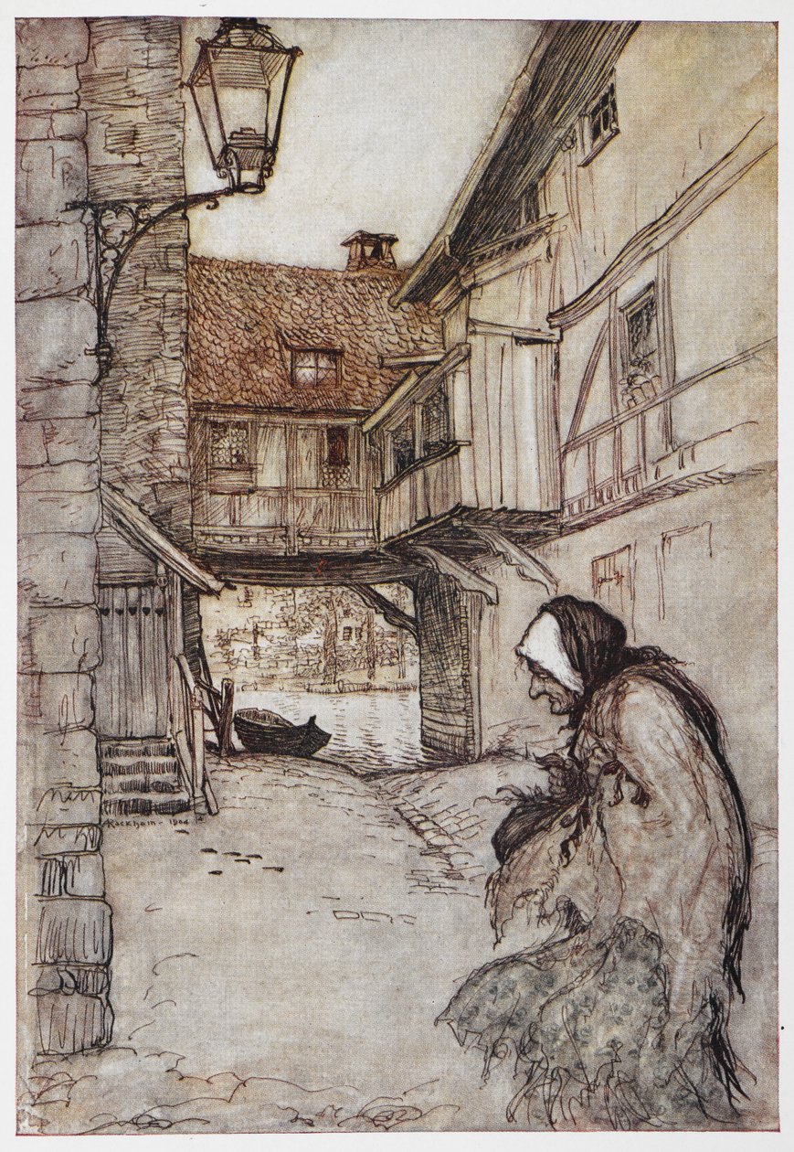 Ilustração de The Straw, the coal, and the Bean. de Arthur Rackham
