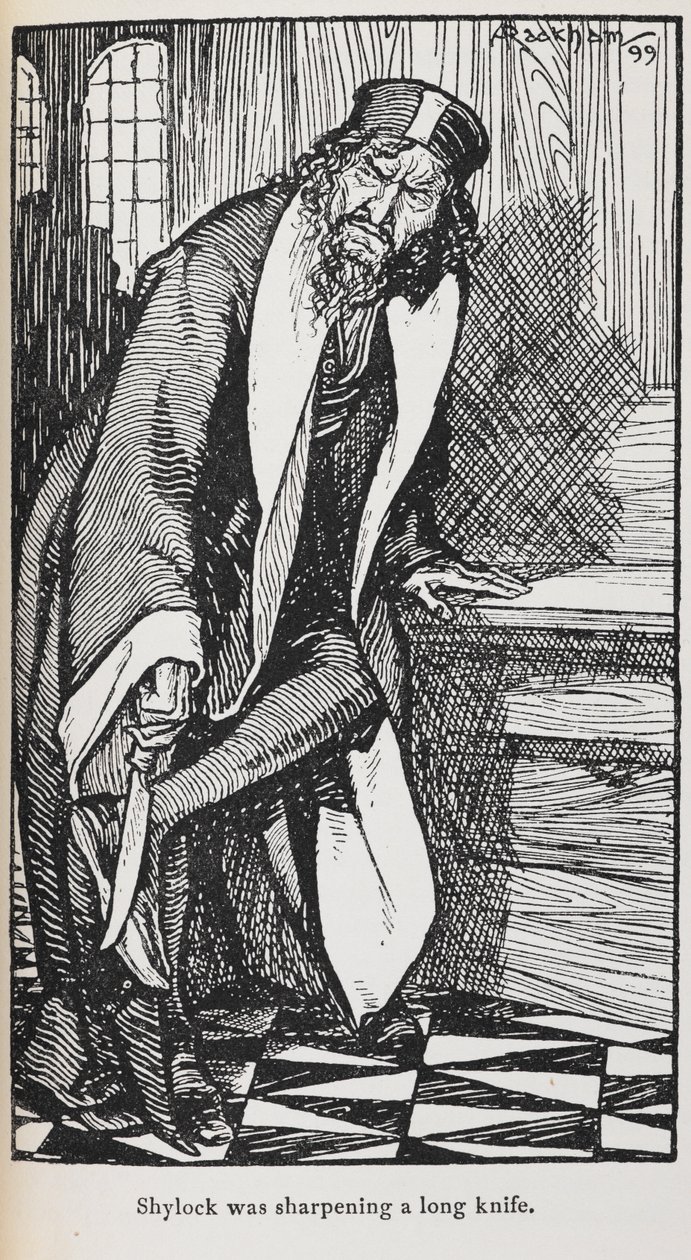 Ilustração de Shylock de The Merchant of Venice de Arthur Rackham