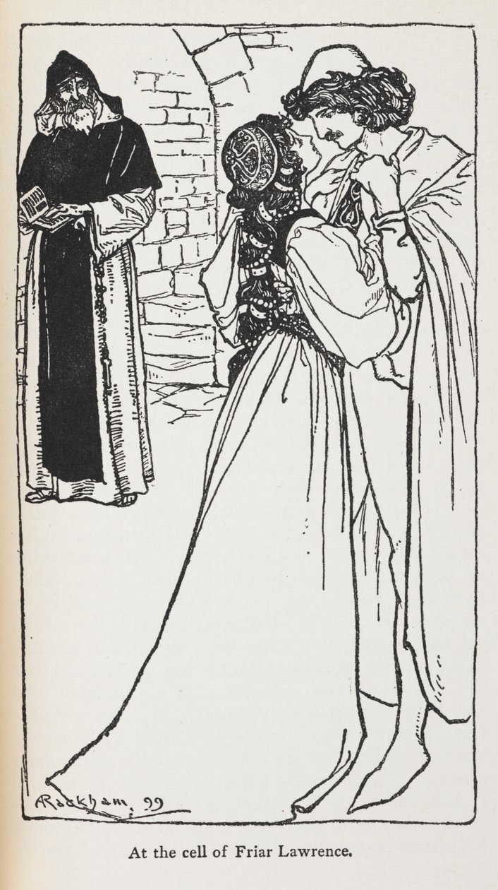 Ilustração dos amantes das estrelas cruzadas em Romeu e Julieta. de Arthur Rackham