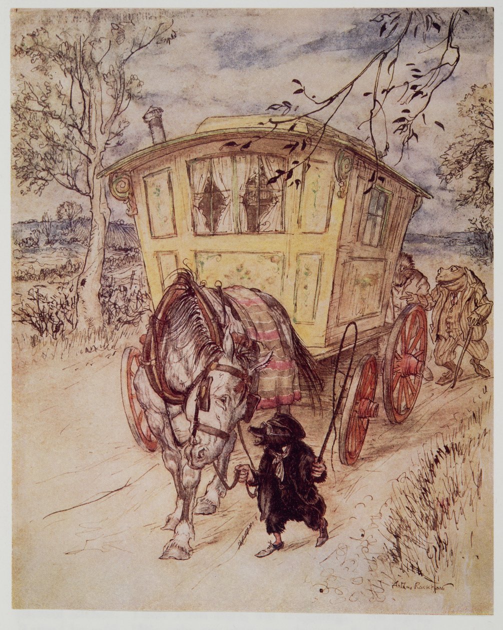 Era uma tarde de ouro: o cheiro do pó que levantaram era rico e satisfatório, de Wind in the Willows, de Kenneth Grahame (1859 - 1932), pub. 1940 de Arthur Rackham
