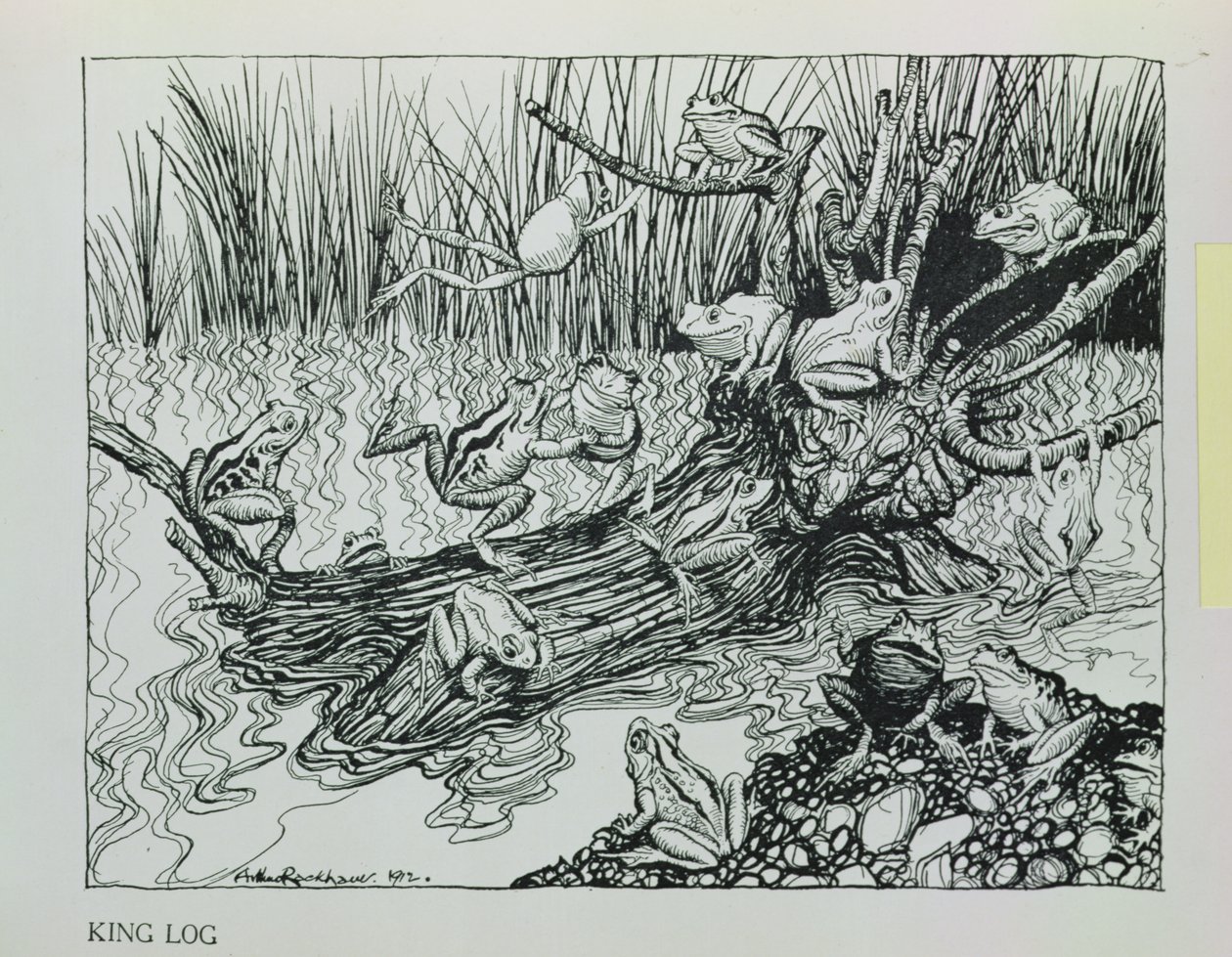King Log, ilustração de &39;Fábulas de Esopo&39;, publicado por Heinemann, 1912 de Arthur Rackham