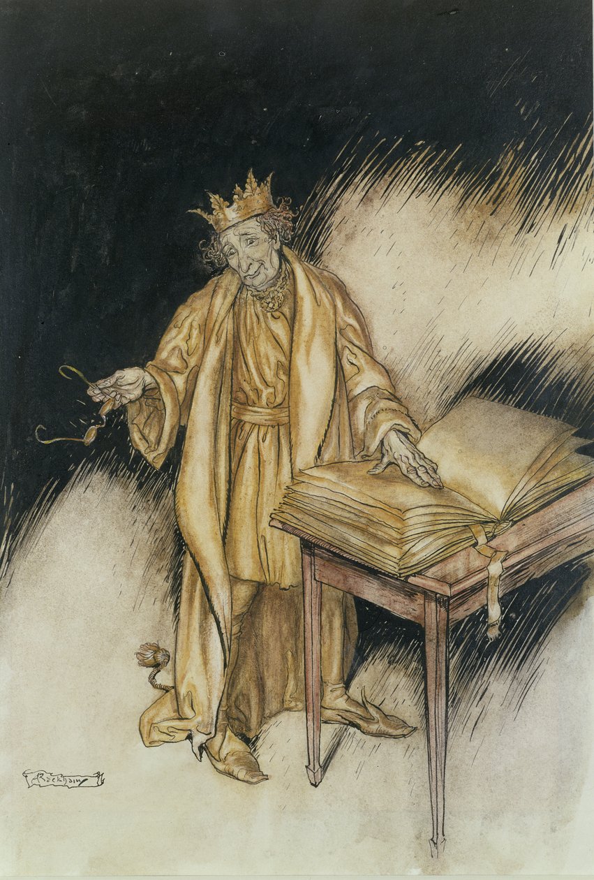 Rei Midas (caneta e tinta e wc no papel) de Arthur Rackham