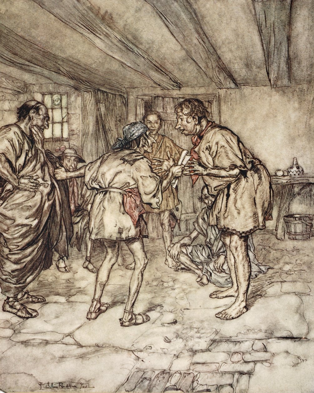 Deixe-me brincar de leão também, ilustração de &39;Sonho de uma noite de verão&39;, de William Shakespeare, 1908 de Arthur Rackham