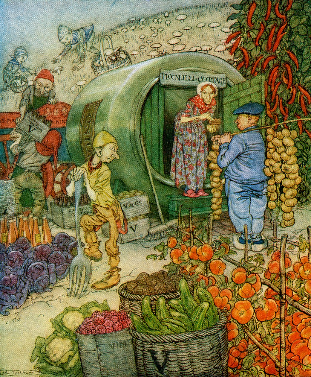 Sr. e Sra. Vinegar At Home, de &39;English Fairy Tales Retold&39; de FA Steel, publicado em 1927 de Arthur Rackham
