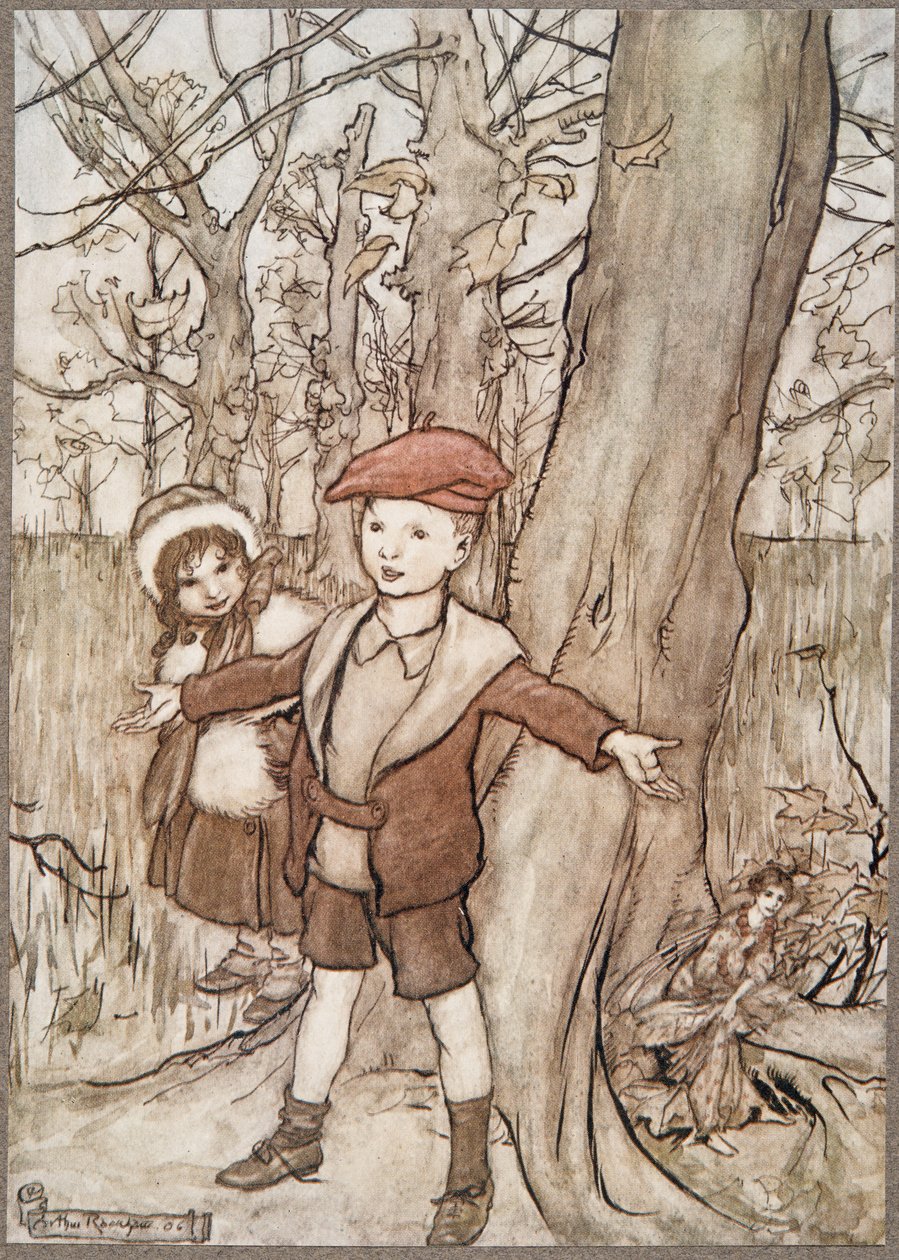 Um dia eles foram ouvidos por uma fada ..., de Peter Pan em Kensington Gardens por JM Barrie (1860 - 1937), pub. 1906 de Arthur Rackham