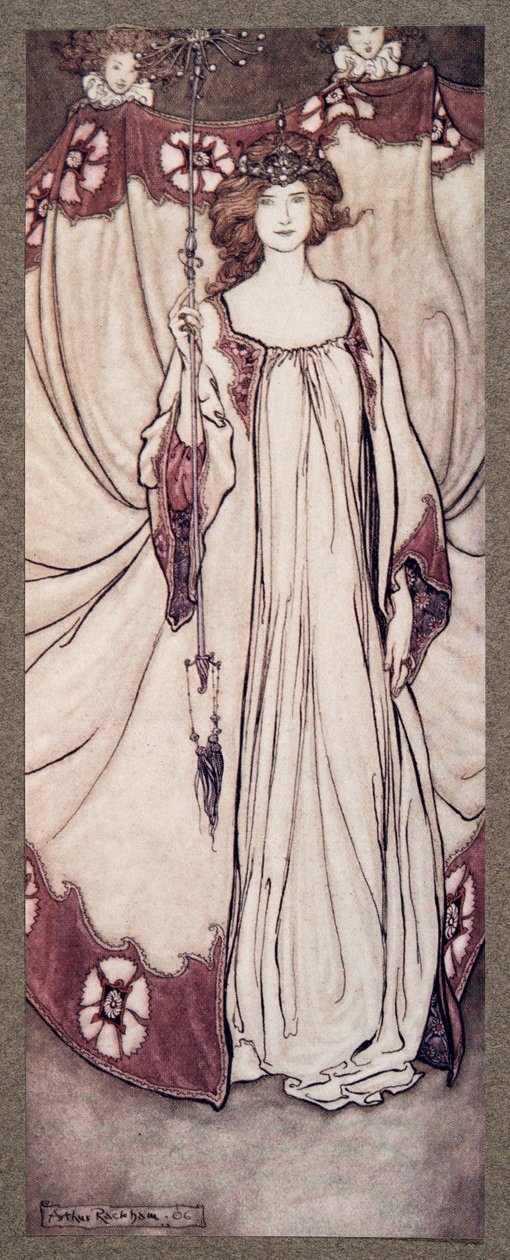 Rainha Mab, que reina nos Jardins ..., de Peter Pan em Kensington Gardens por JM Barrie (1860 - 1937), pub. 1906 de Arthur Rackham