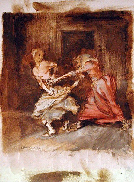 Estudar para uma bruxa e uma donzela de Arthur Rackham