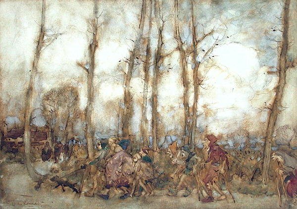 Os mendigos estão vindo para a cidade de Arthur Rackham