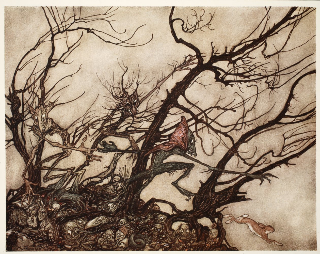 Os índios os consideravam a morada dos espíritos, de Rip Van Winkle, de Washington Irving, pub. 1910 de Arthur Rackham
