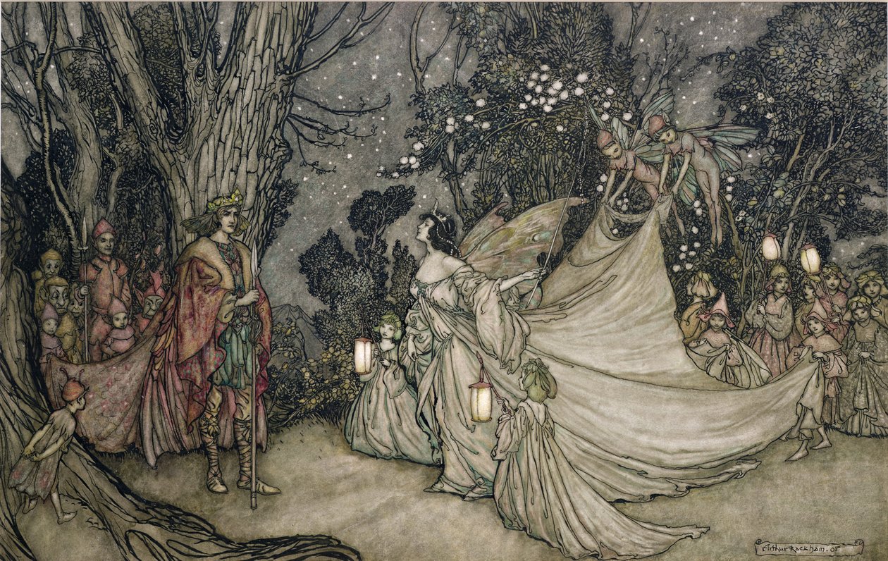 O Encontro de Oberon e Titânia de Arthur Rackham