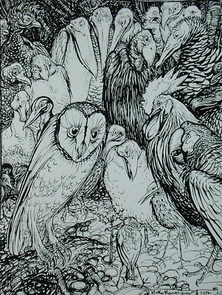 The Owl and the Birds, ilustração de 