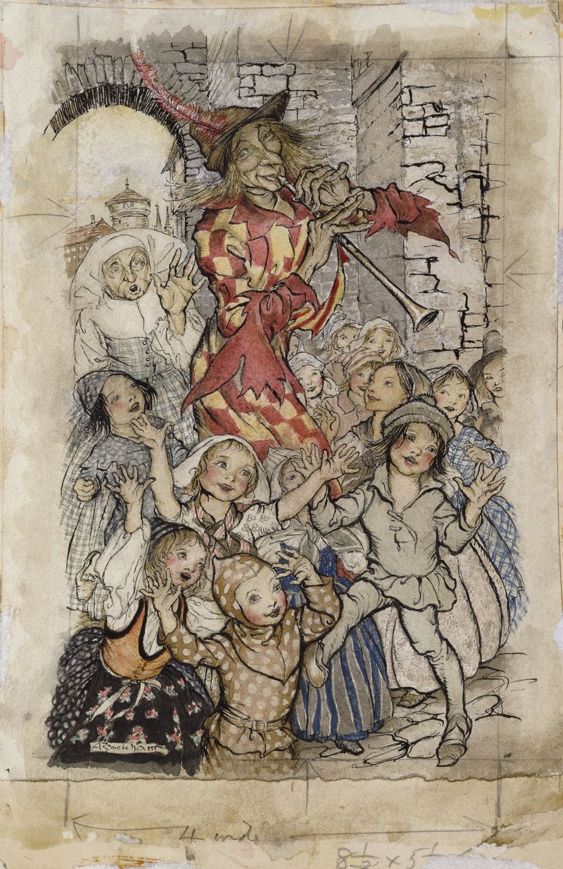 O flautista e as crianças, de Arthur Rackham