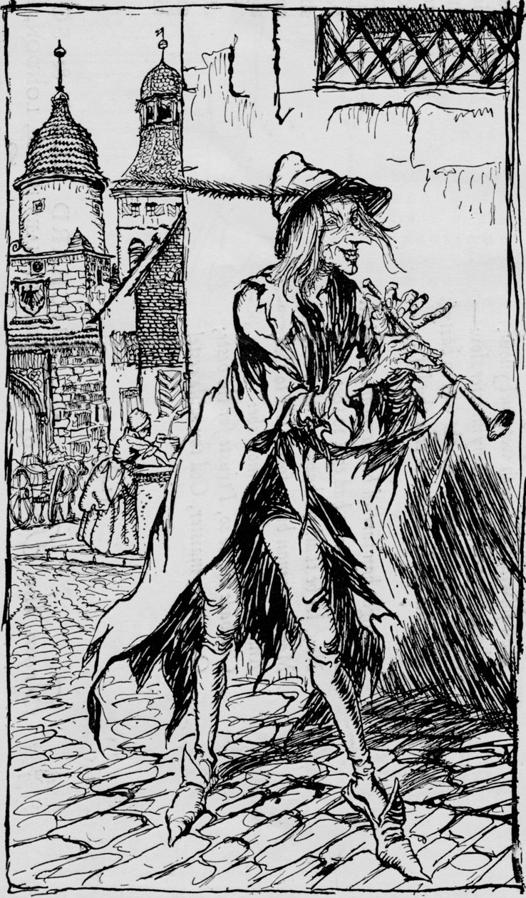 O flautista de Hamelin, 1934 de Arthur Rackham