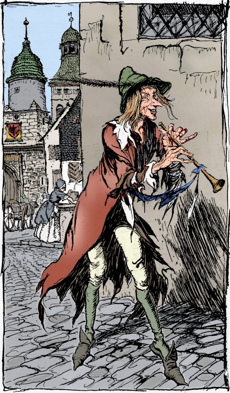 O flautista de Hamelin, 1934 de Arthur Rackham