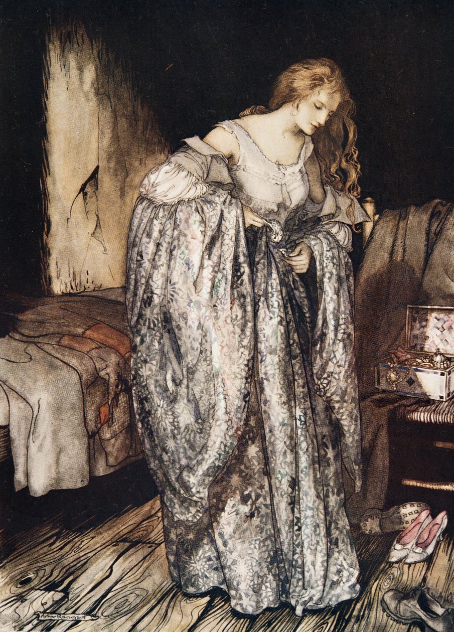 O verdadeiro amor, do irmão mais novo & irmã mais nova e outros contos pelos irmãos Grimm, pub.1917 de Arthur Rackham