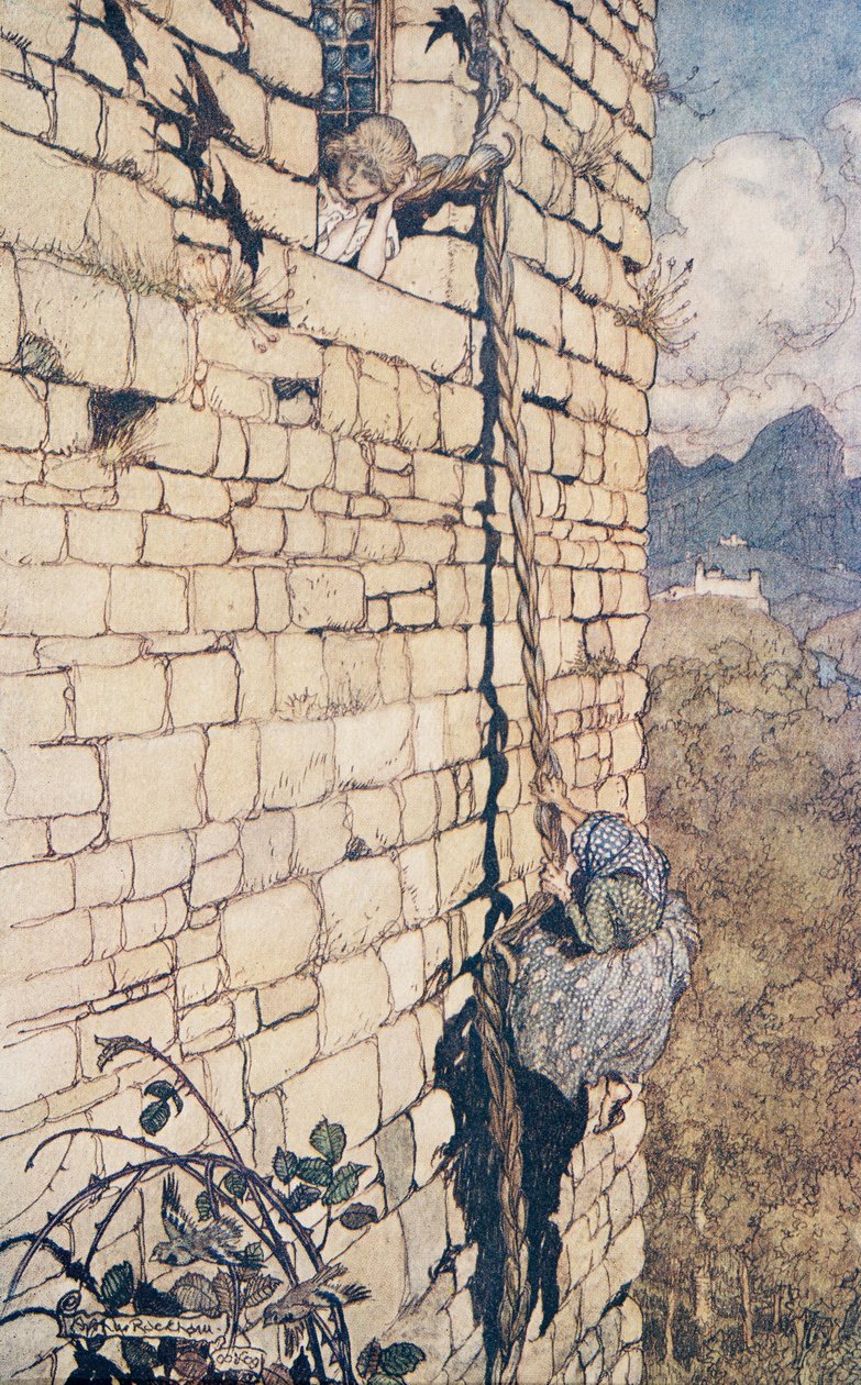 The Witch Climbed up .., de Os contos de fada dos irmãos Grimm, pub. 1909 de Arthur Rackham