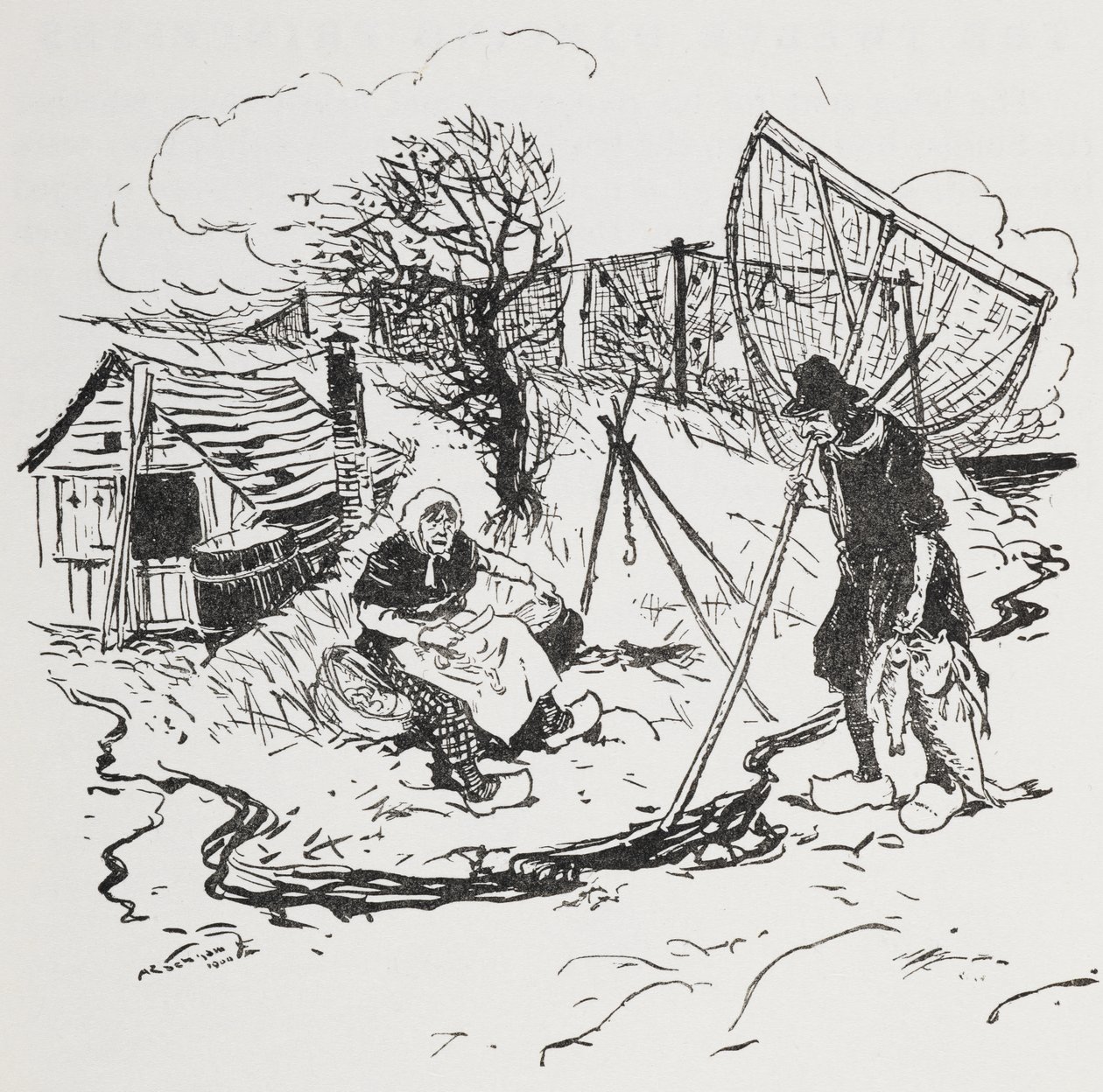 O pescador e a sua esposa. de Arthur Rackham