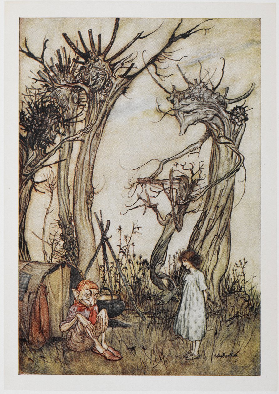 O homem no deserto de Arthur Rackham