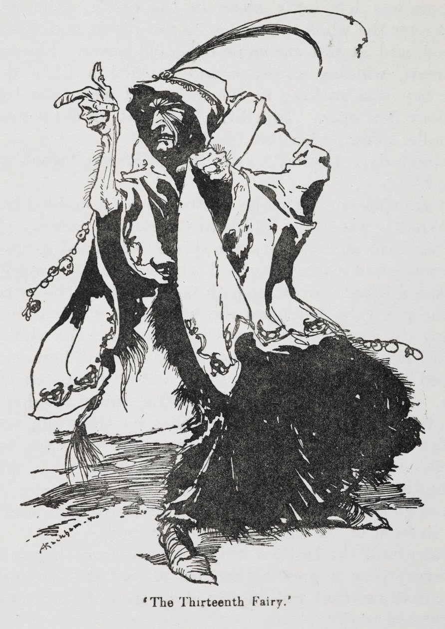 A décima terceira fada de Briar Rose (Bela Adormecida) de Arthur Rackham