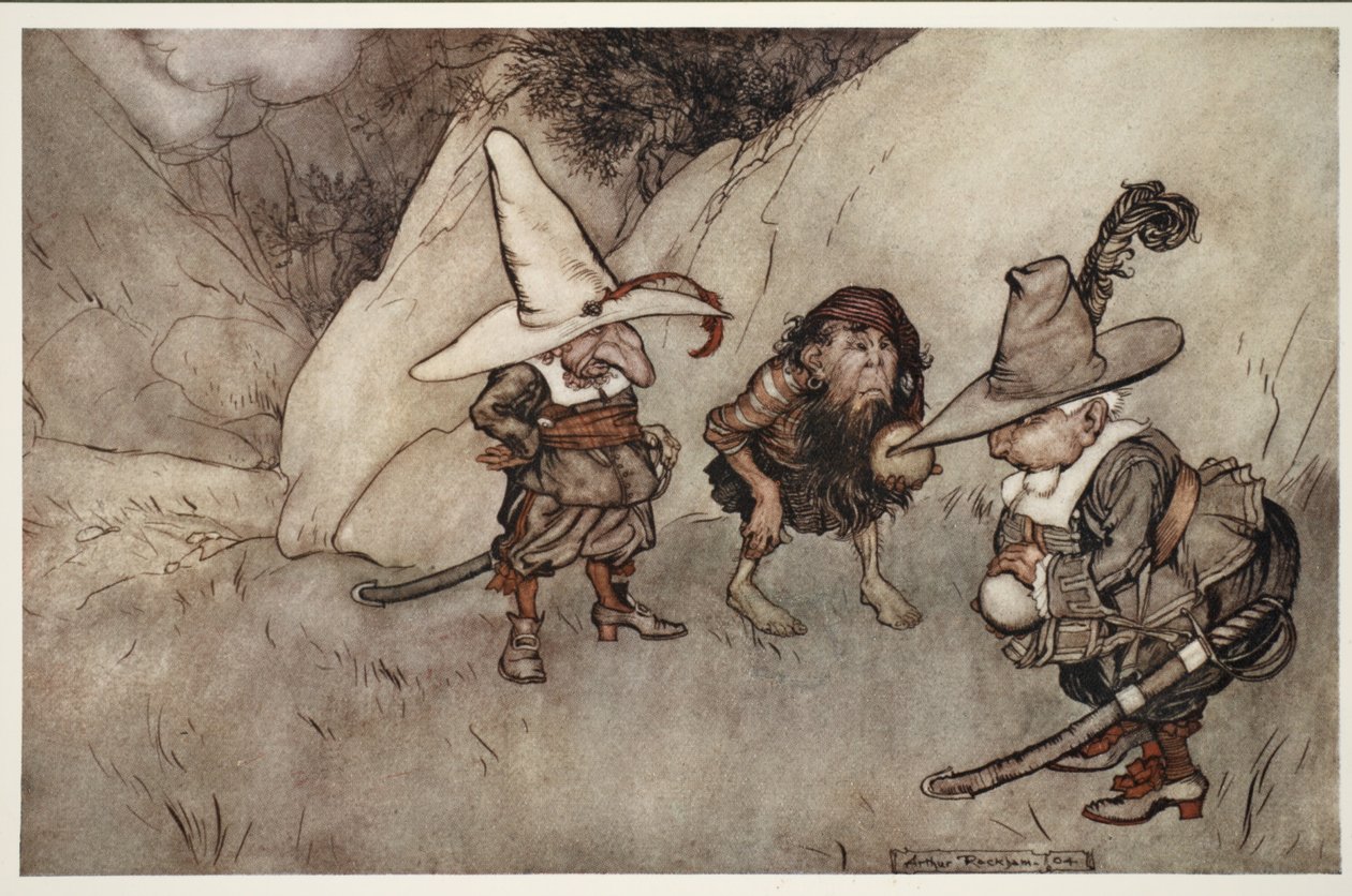 Seus visuais também eram peculiares .. de Rip Van Winkle por Washington Irving, pub. 1910 de Arthur Rackham