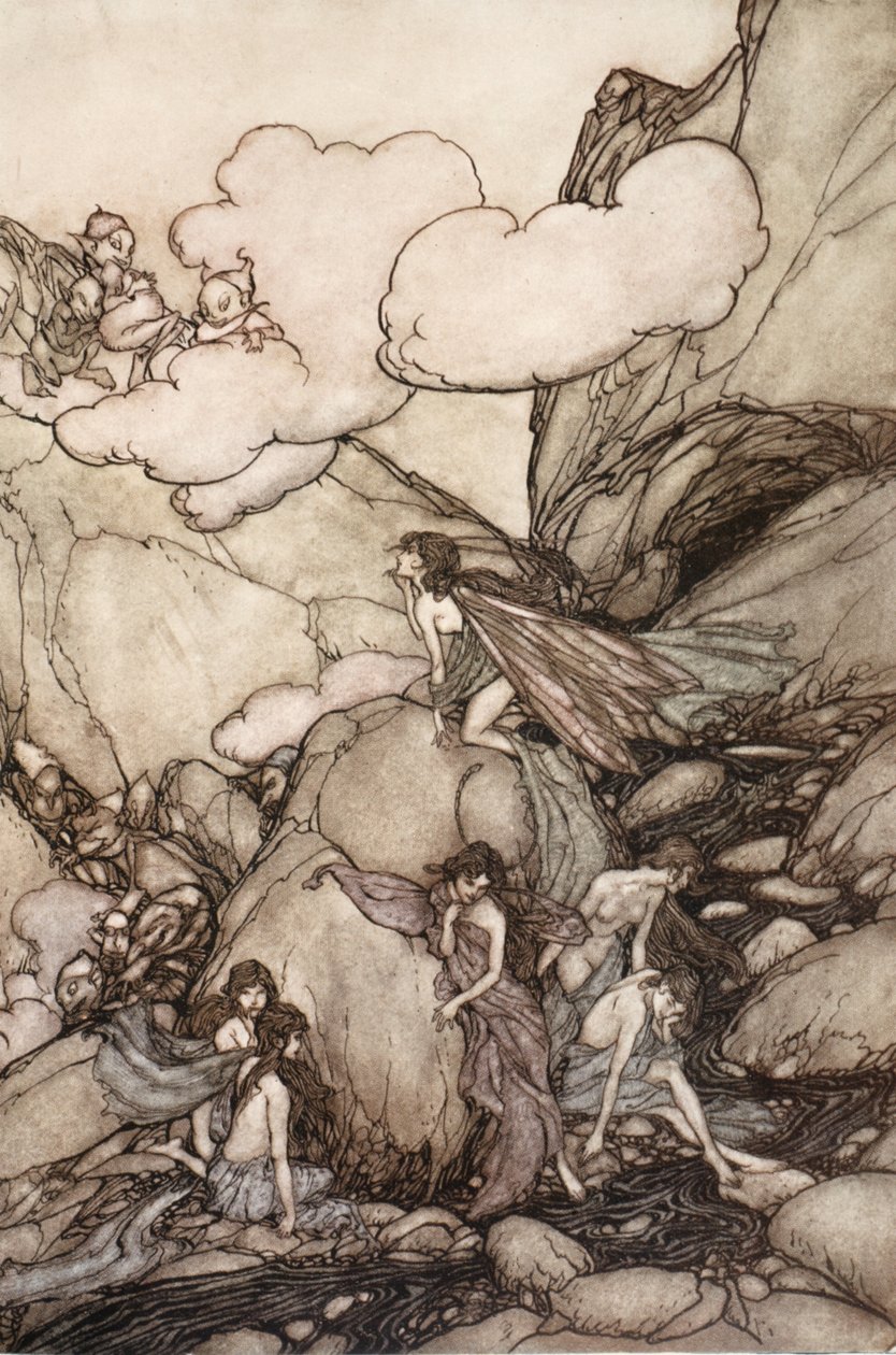 Estas montanhas de fadas, de Rip Van Winkle por Washington Irving, pub. 1910 de Arthur Rackham