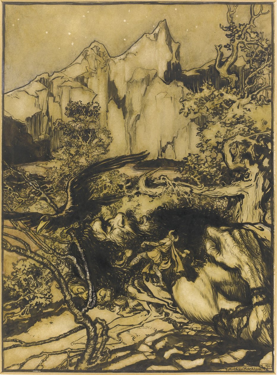Viagem de Thors à Terra dos Gigantes, 1901 de Arthur Rackham