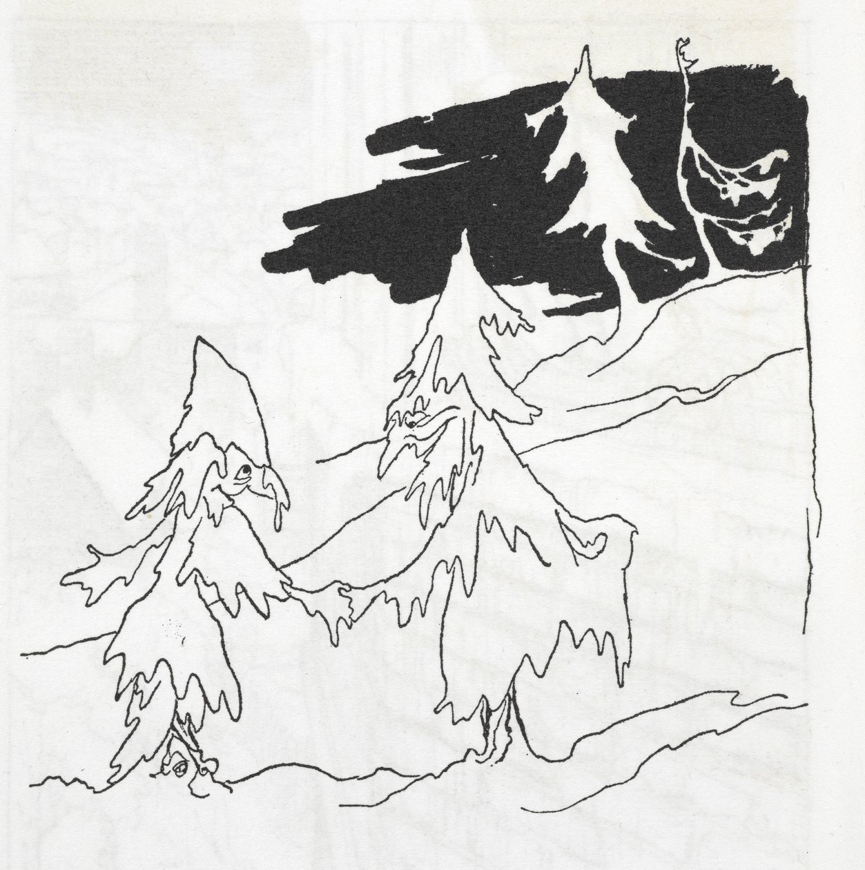 Dois homens das árvores apertando as mãos de Arthur Rackham