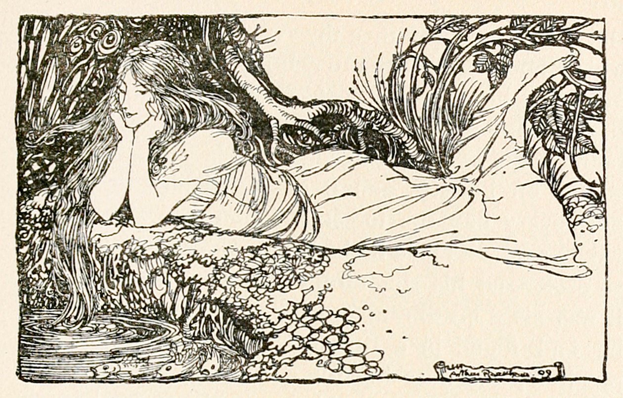Olhar indefinido para a água, de "Undine". de Arthur Rackham