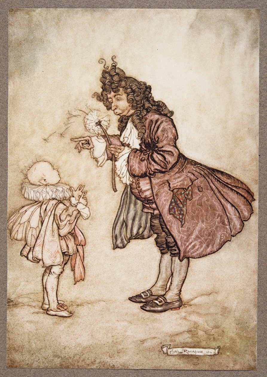 Quando sua Majestade quer saber a hora, de Peter Pan em Kensington Gardens por JM Barrie (1860 - 1937), pub. 1906 de Arthur Rackham