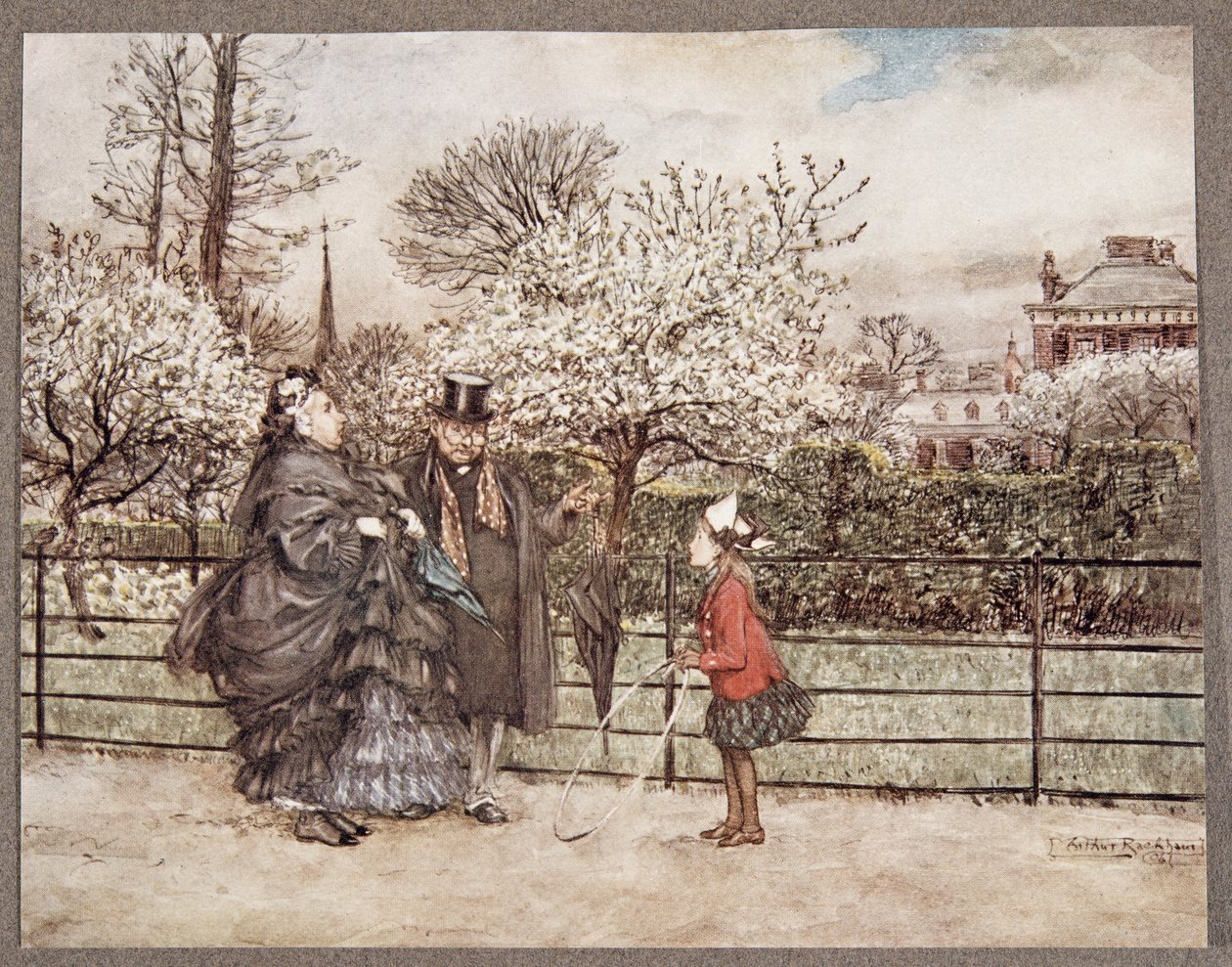 Quando você encontra Grown Up pessoas nos jardins que sopram e sopram como se eles se achassem maiores do que são ..., de Peter Pan em Kensington Gardens por JM Barrie (1860 - 1937), pub. 1906 (colo de Arthur Rackham