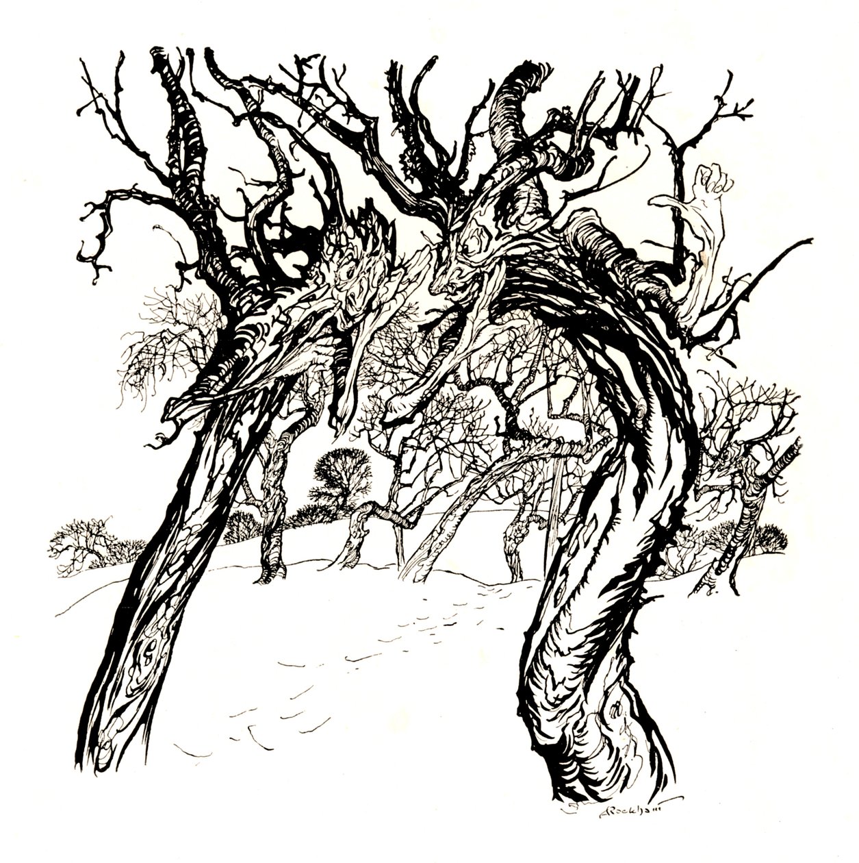 Árvores sussurrantes, de um prato de maçãs, 1917, 1923 de Arthur Rackham