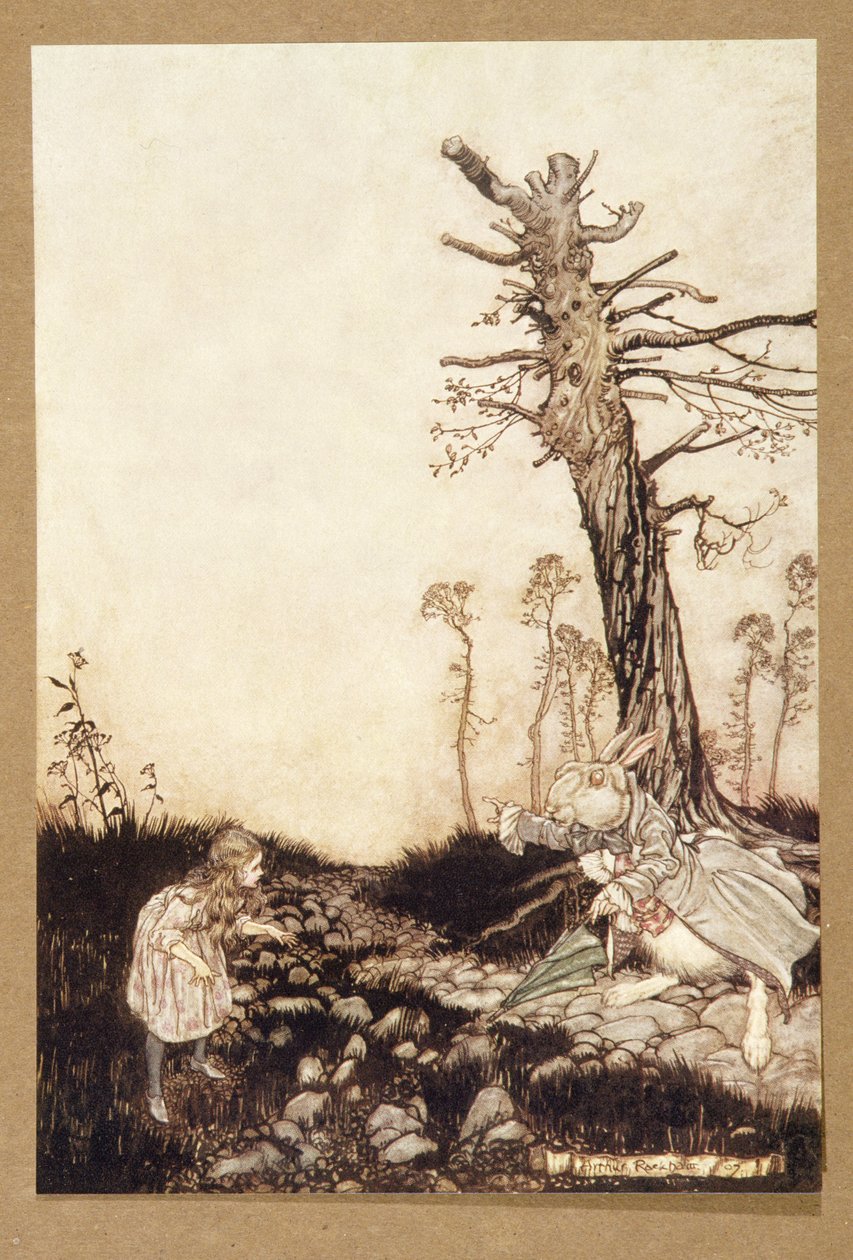 Por que Mary Ann, o que você está fazendo aqui , de Alices Adventures in Wonderland, de Lewis Carroll, pub.1907 de Arthur Rackham