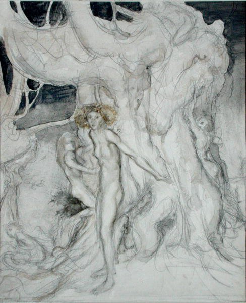 Ninfas da Madeira (aguarela e lápis sobre papel) de Arthur Rackham