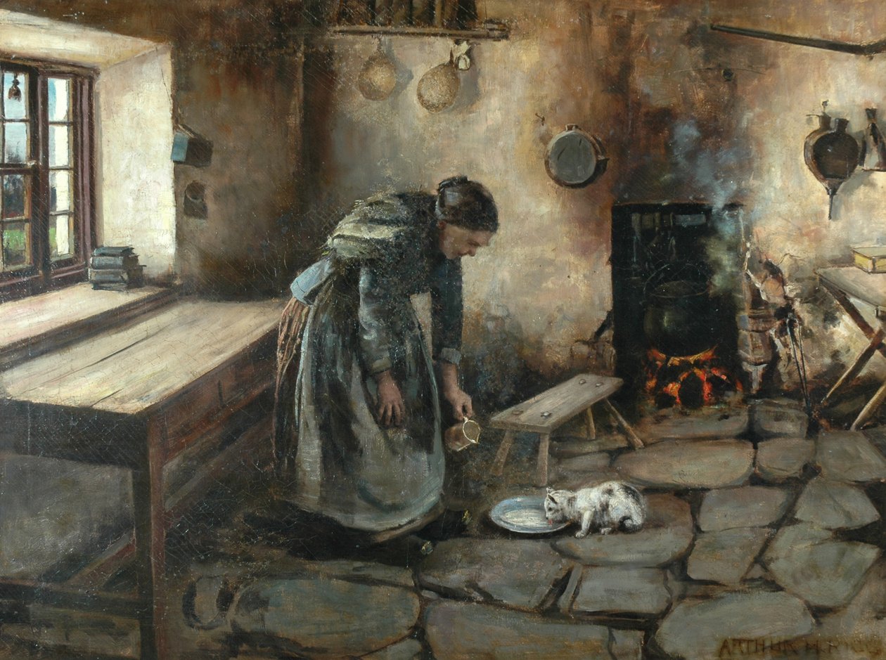 Interior da casa de campo (óleo sobre tela) de Arthur Rigg