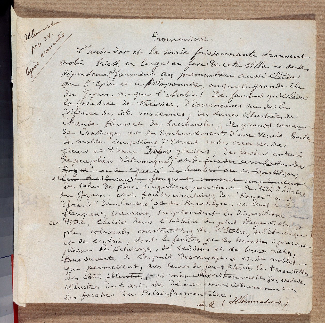 Manuscrito do poema "Promonttoire" de Arthur Rimbaud de Arthur Rimbaud