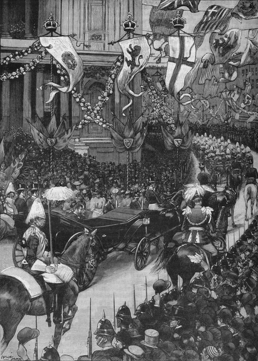 Casamento do Duque de York: a procissão real passando pela Catedral de São Paulo, 1893 1906 de Arthur Salmon