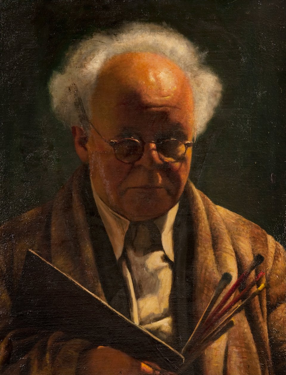 Auto-retrato com paleta e pincéis de Arthur Segal