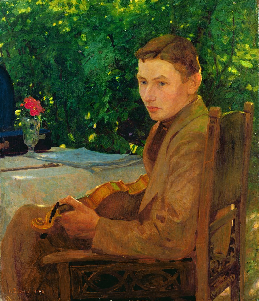 Retrato de Friedrich Ahlers-Hestermann (n.1883) 1900 (óleo sobre tela) de Arthur Siebelist