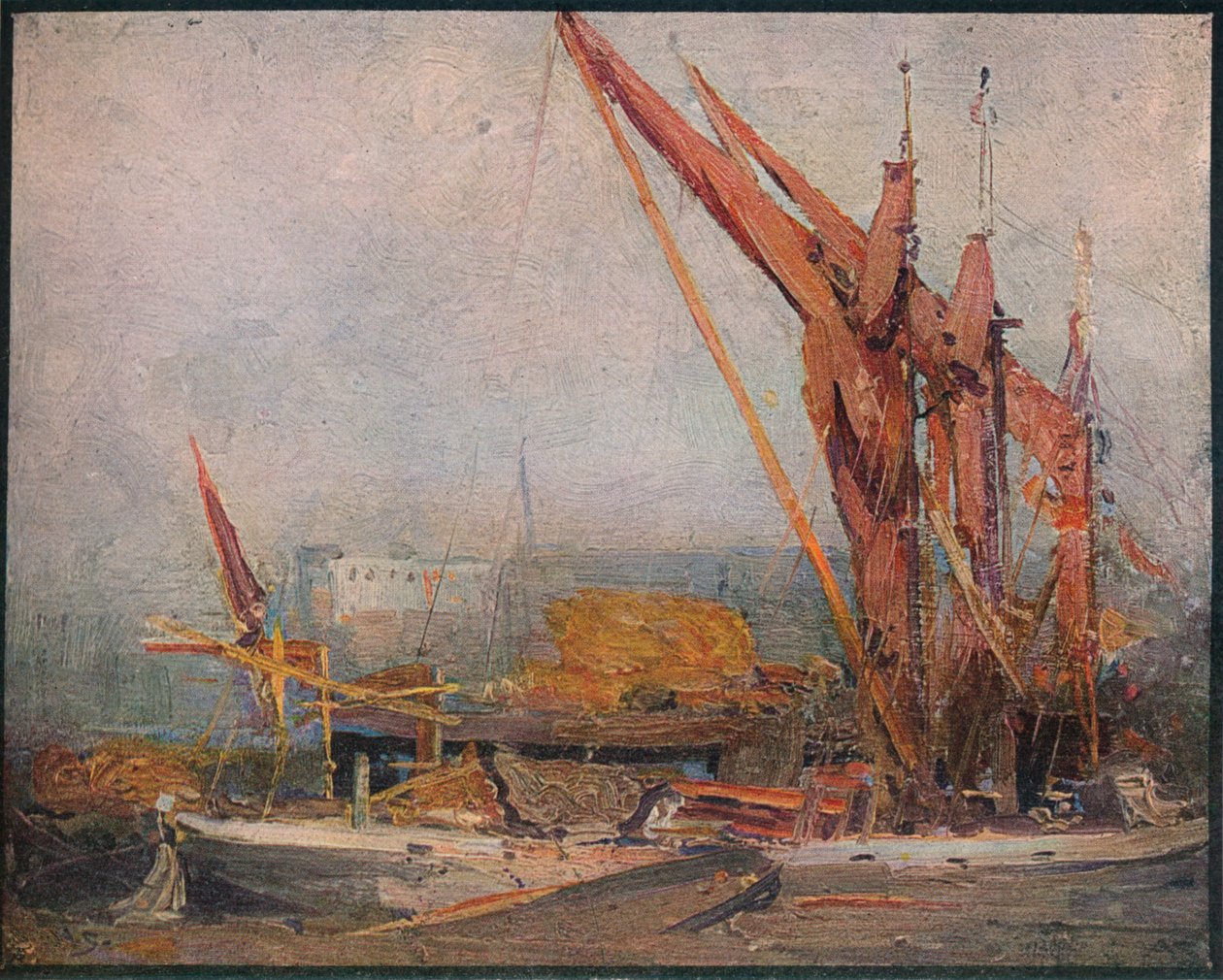Barcaças de feno no Tamisa, 1905 de Arthur Streeton