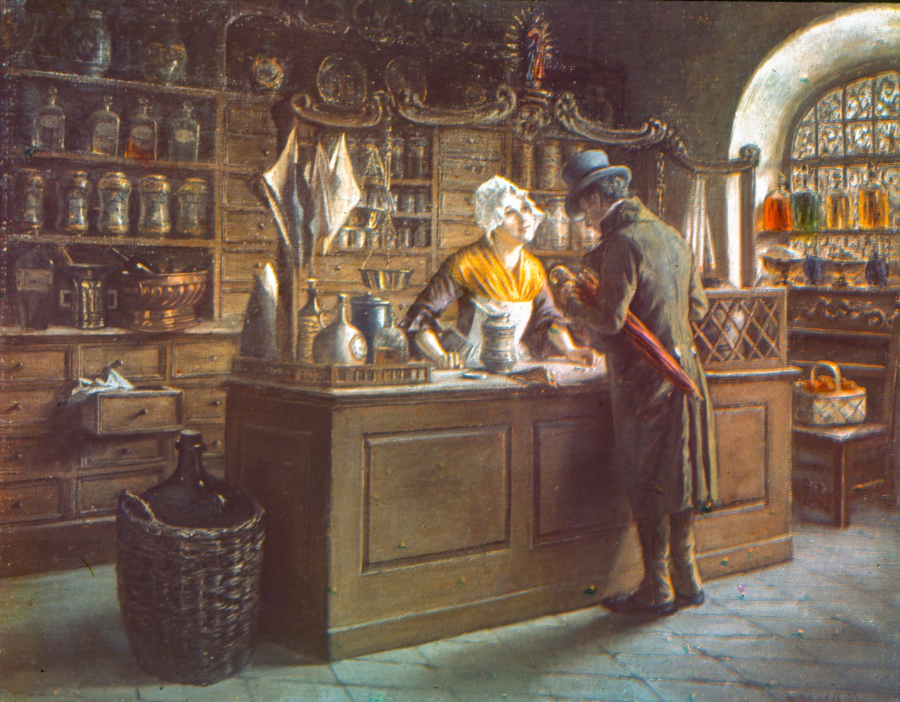 Cópia de uma pintura fotografada numa placa de vidro utilizando o processo Uvachrome 3 cores, c.1920 (fotografia) de Arthur Traube