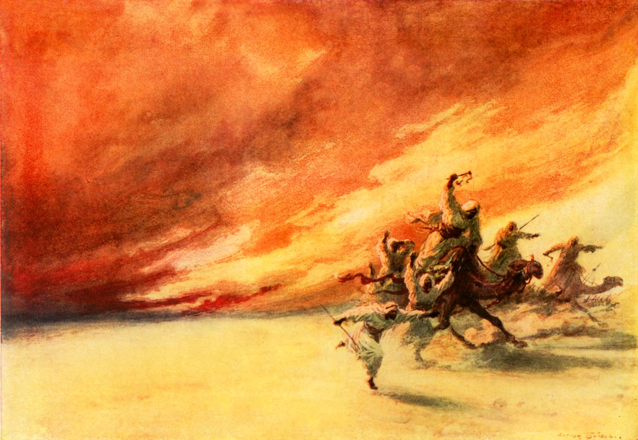O flagelo do deserto (litografia a cores) de Arthur Twidle