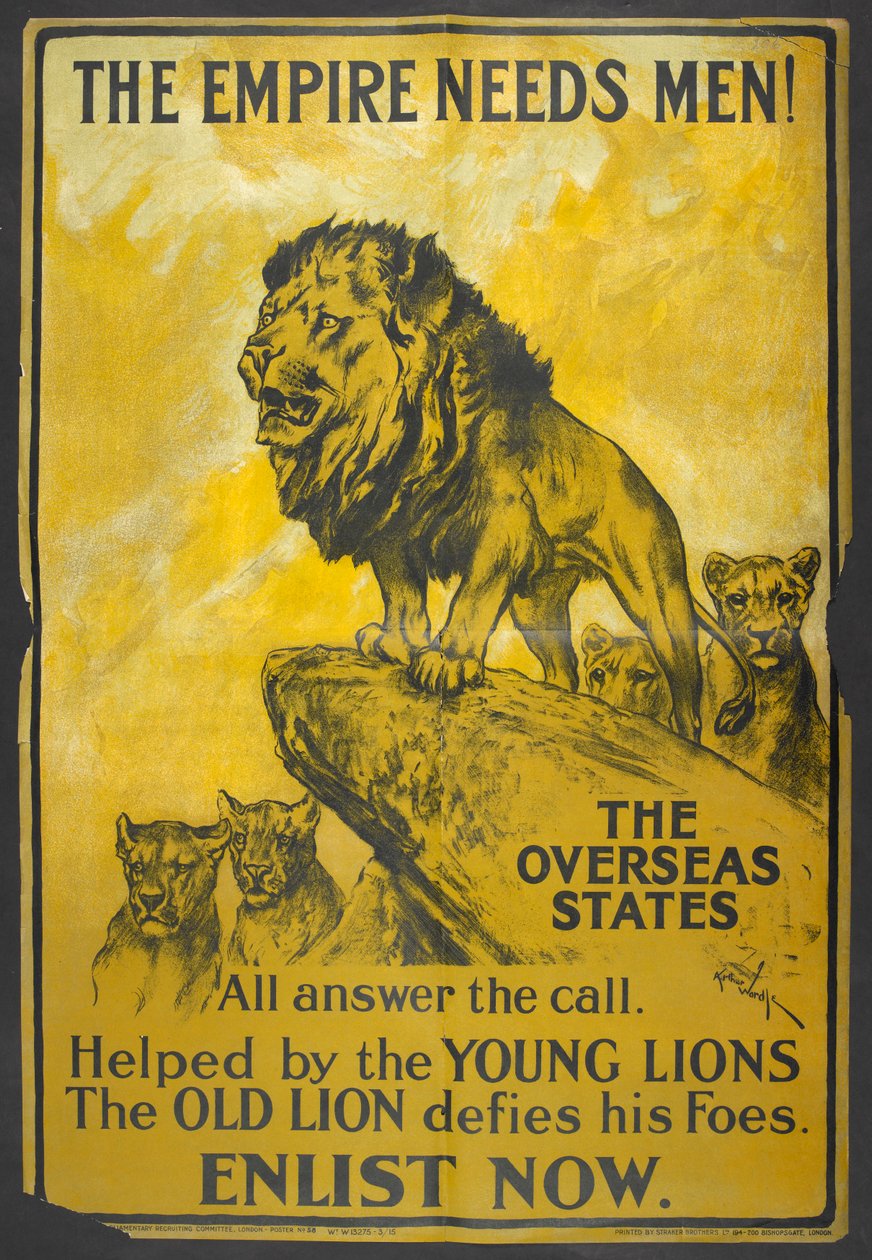 "O império precisa de homens! Um cartaz de recrutamento destinado às colónias britânicas. de Arthur Wardle
