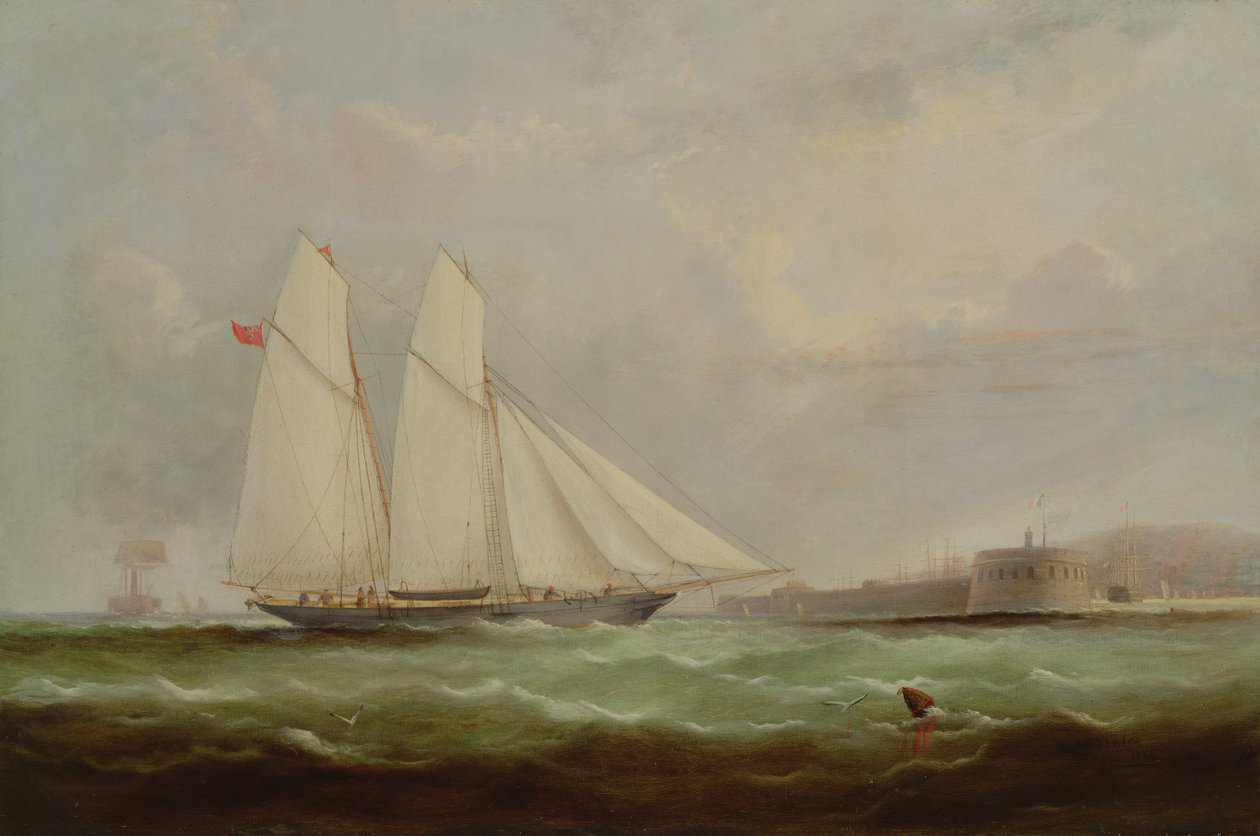 Escuna Yacht Esmeralda Aproximando Cherbourg, 1861 de Arthur Wellington Fowles