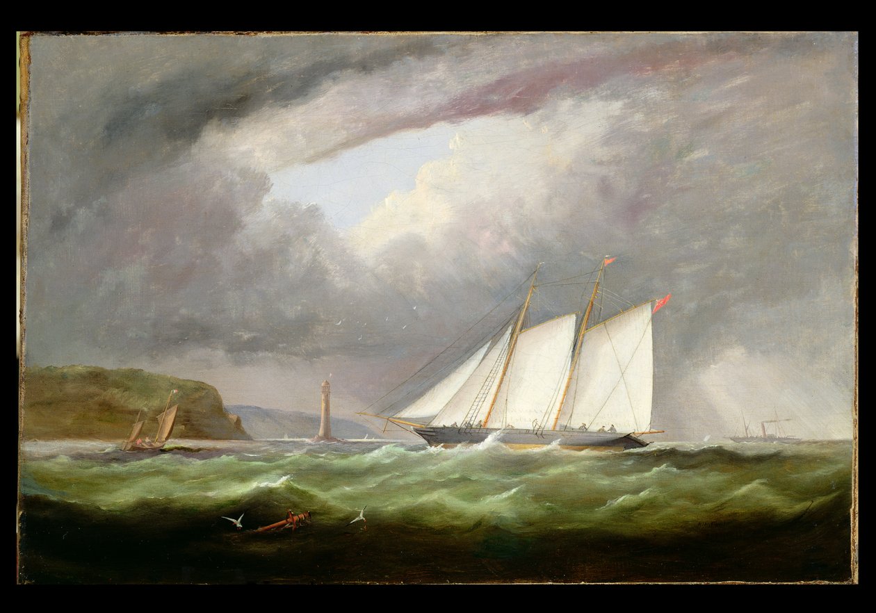 Escuna iate &39;Esmeralda&39; em Alderney estradas fora de Cap le Hague, 1861 de Arthur Wellington Fowles