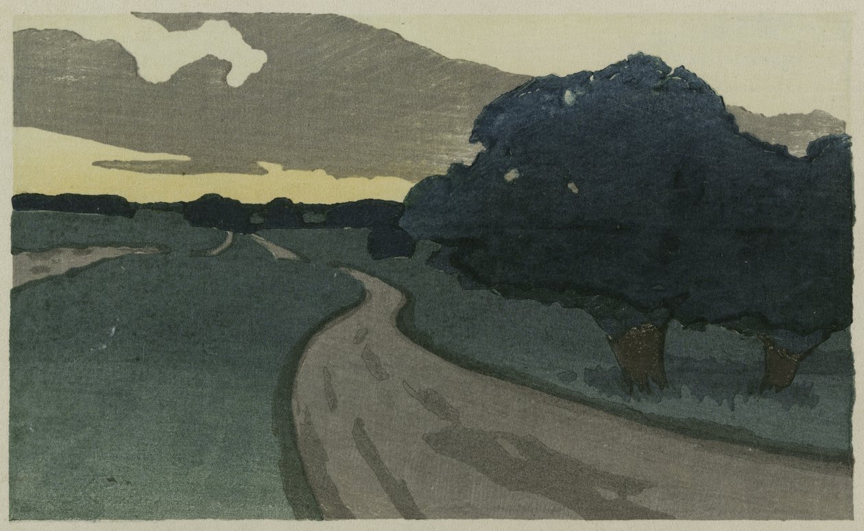 O Long Road, Argilla Road, Ipswich, 1898 (cor xilogravura) de Arthur Wesley Dow