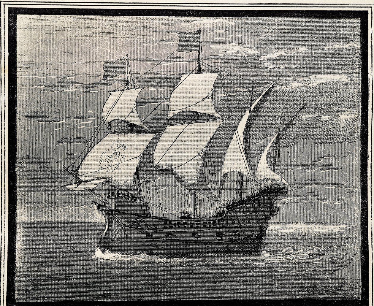 Galeão espanhol do século XVI. Gravura. ESPANHA. ARAGÃO. Saragoça. Academia Militar Geral de Artist Unknown