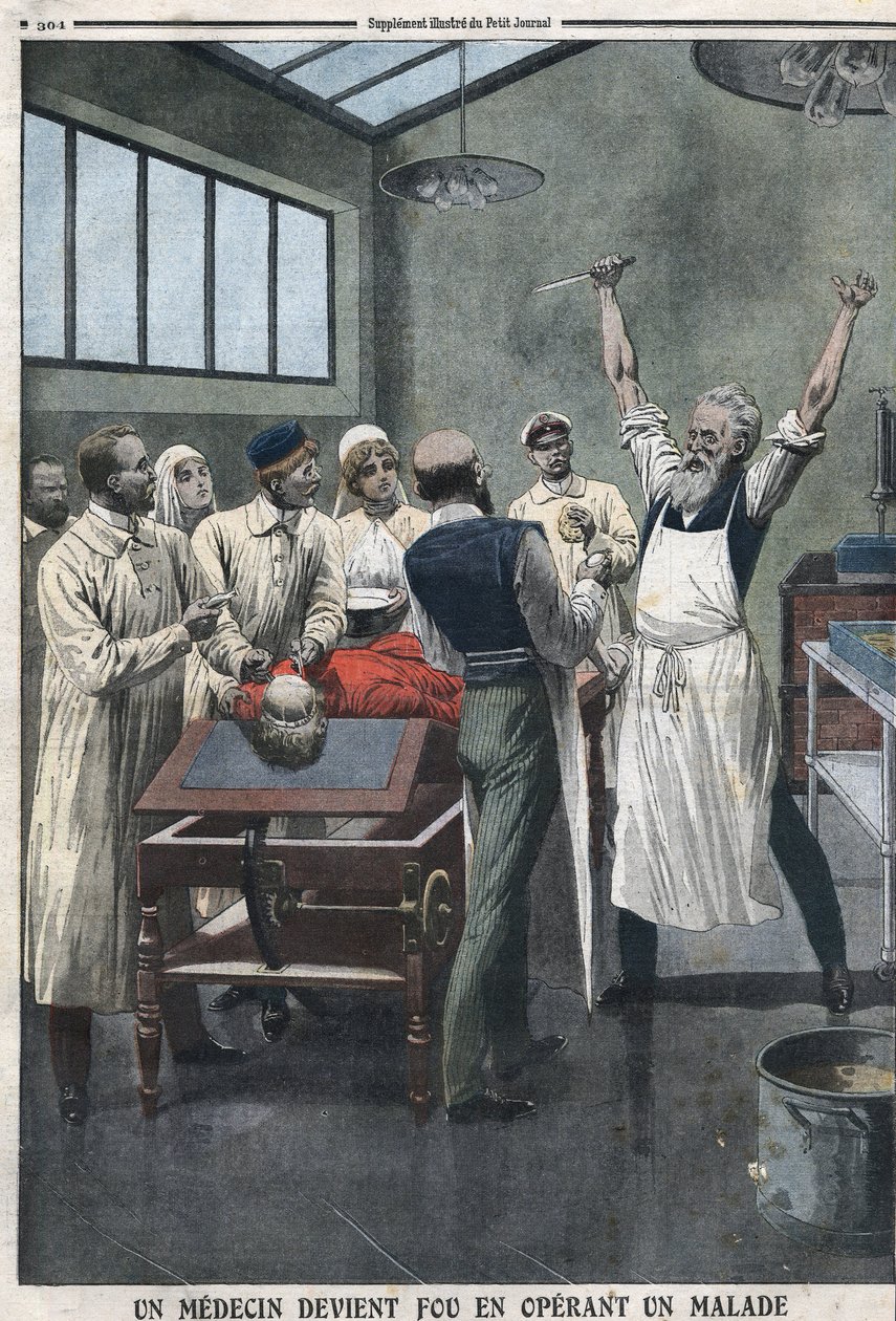 Um médico cirurgião enlouqueceu ao operar um paciente num hospital em Razomin, Chita, Rússia de Artist Unknown