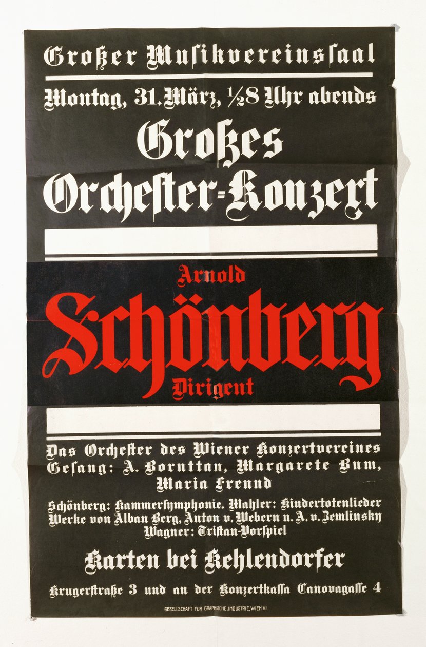 Um cartaz a anunciar um concerto de obras de Schoenberg (cartaz) de Artist Unknown